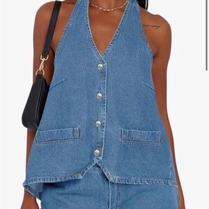 Women's Blue Denim Halter Top